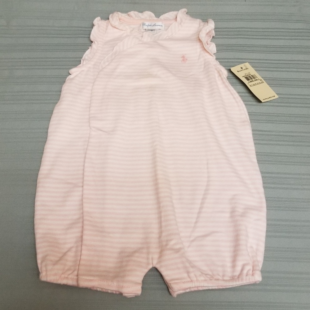 🆕 Baby Pink Ralph Lauren Romper Sz 9 months